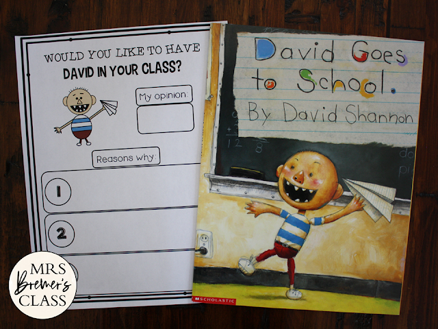 David Goes to School book study activities unit with Common Core aligned literacy companion activities and craftivity for Kindergarten and First Grade
