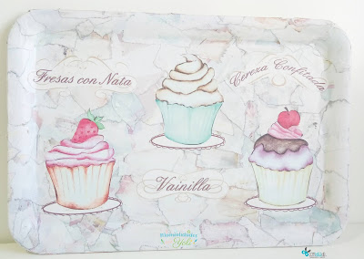 Bandeja Decoupage y Falso Marmol