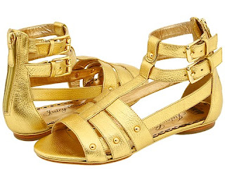 Juicy Couture Shoes, gladiators, gold gladiators