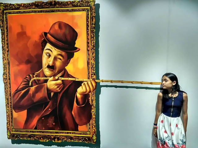 3D Paintings on Wall: 3D Art Painting of Charles Chaplin