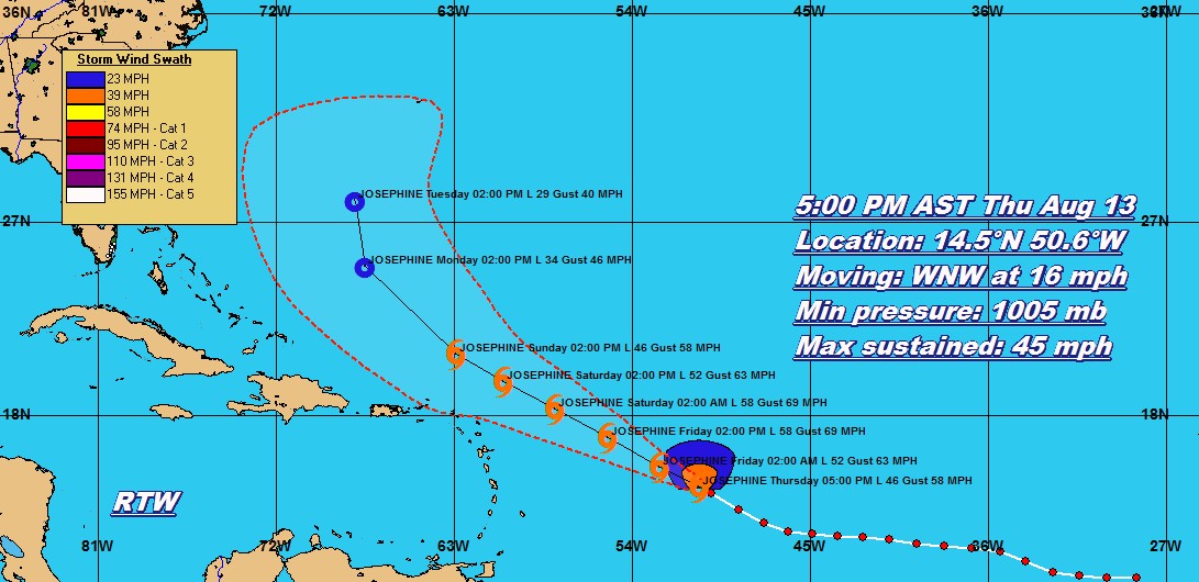 Ralph's Tropical WeatherRTW TROPICAL STORM JOSEPHINE 0500 PM EDT UPDATE