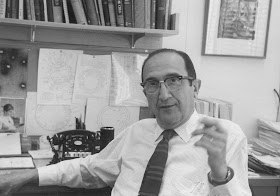 Salvardor Luria, pictured at his desk at the Massachusetts Institute of Technology at around the time of his Nobel Prize
