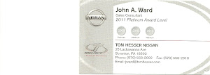 John Ward Sales Consultant 2011 Platinum Award Level 2008- 2010 2011