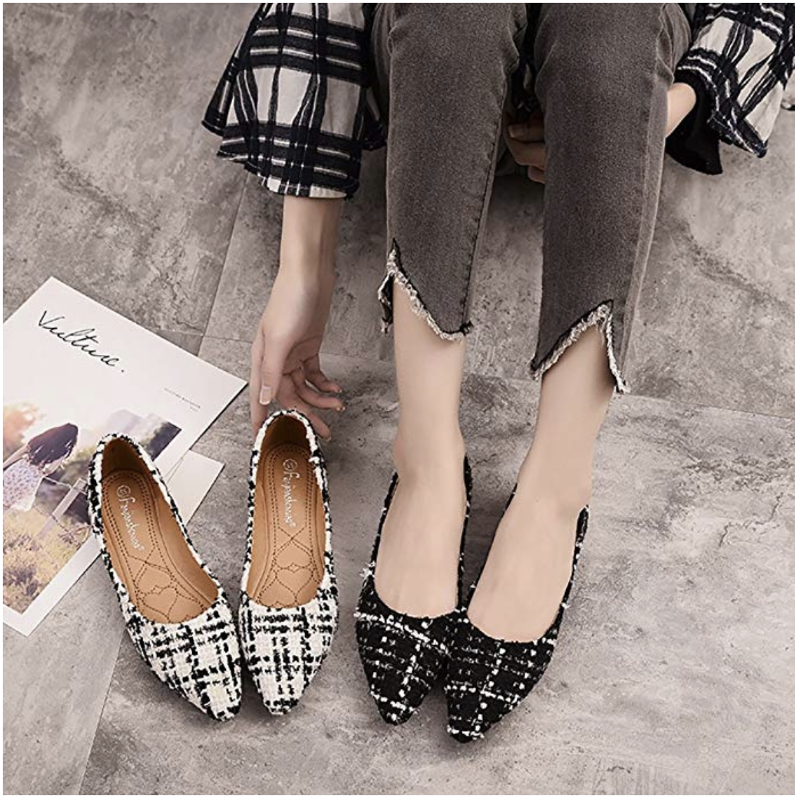 Pointed Toe Shoes Black and White