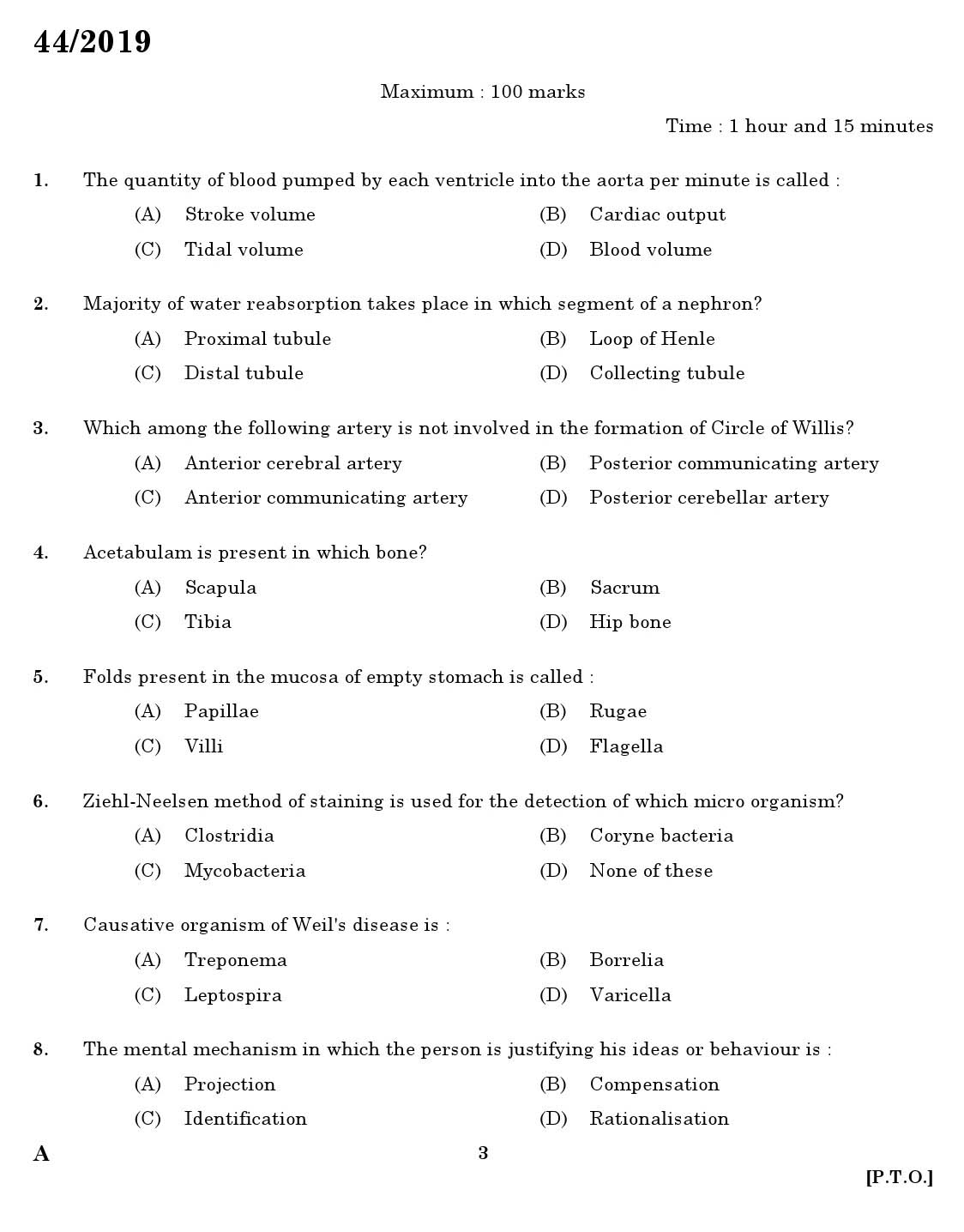  Kerala PSC Nurse Grade II  Kerala PSC Exam Previous Question paper 44/2019