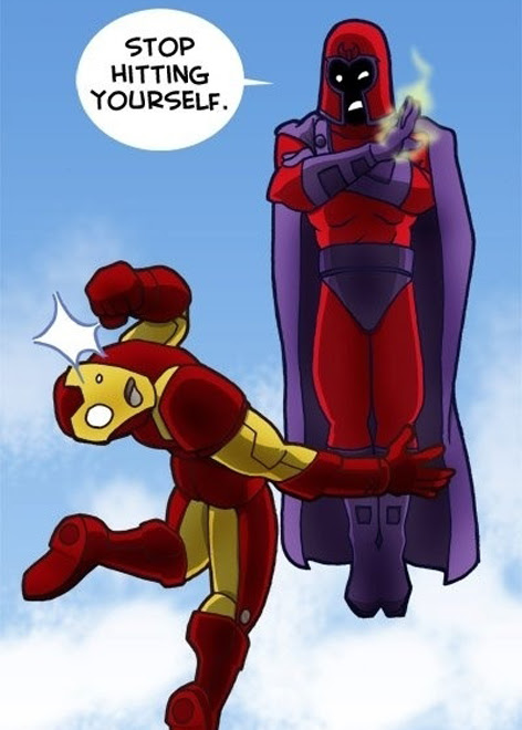 Photo: 鋼鉄の鎧だけに、マグニートーに太刀打ちできないアイアンマン ! !