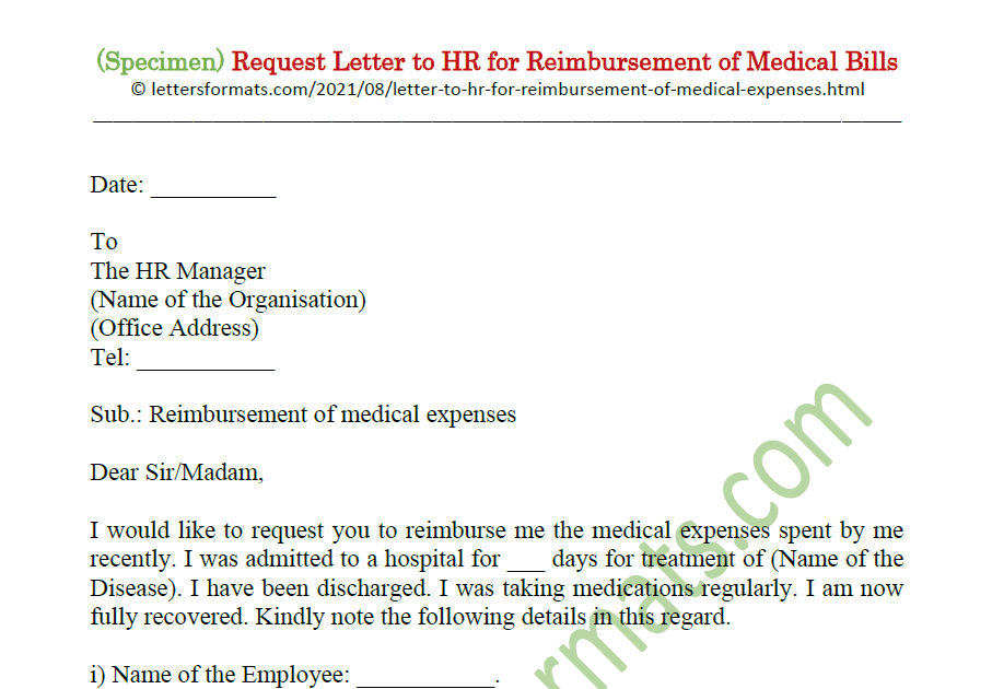 application letter for medical bill reimbursement