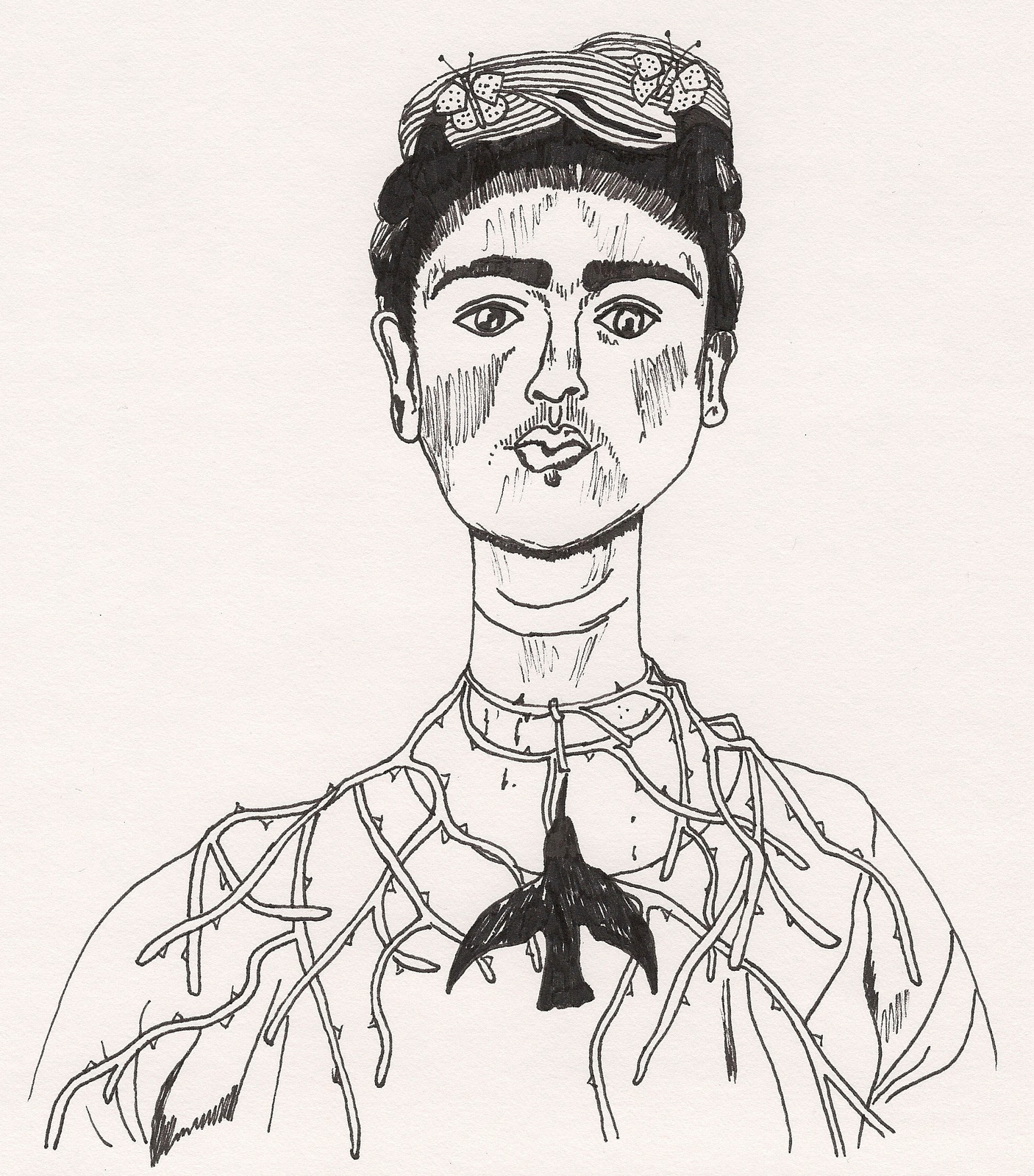 technical prowess: Frida Kahlo (sketch evolution)