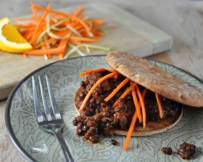 Slow Cooker Vegetarian Lentil Sloppy Joes, made with lentils and pantry ingredients, just a littie bit spicy. #VeganDoneReal. For Weight Watchers, #PP3. #AVeggieVenture.