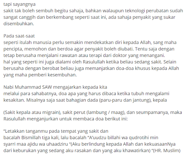 Subhanallah Inilah Doa Nabi Untuk Menyembuhkan Bahagian Tubuh Yang Sakit Sebab Doa Ni La Nabi Tak Pernah Sakit Info Viral
