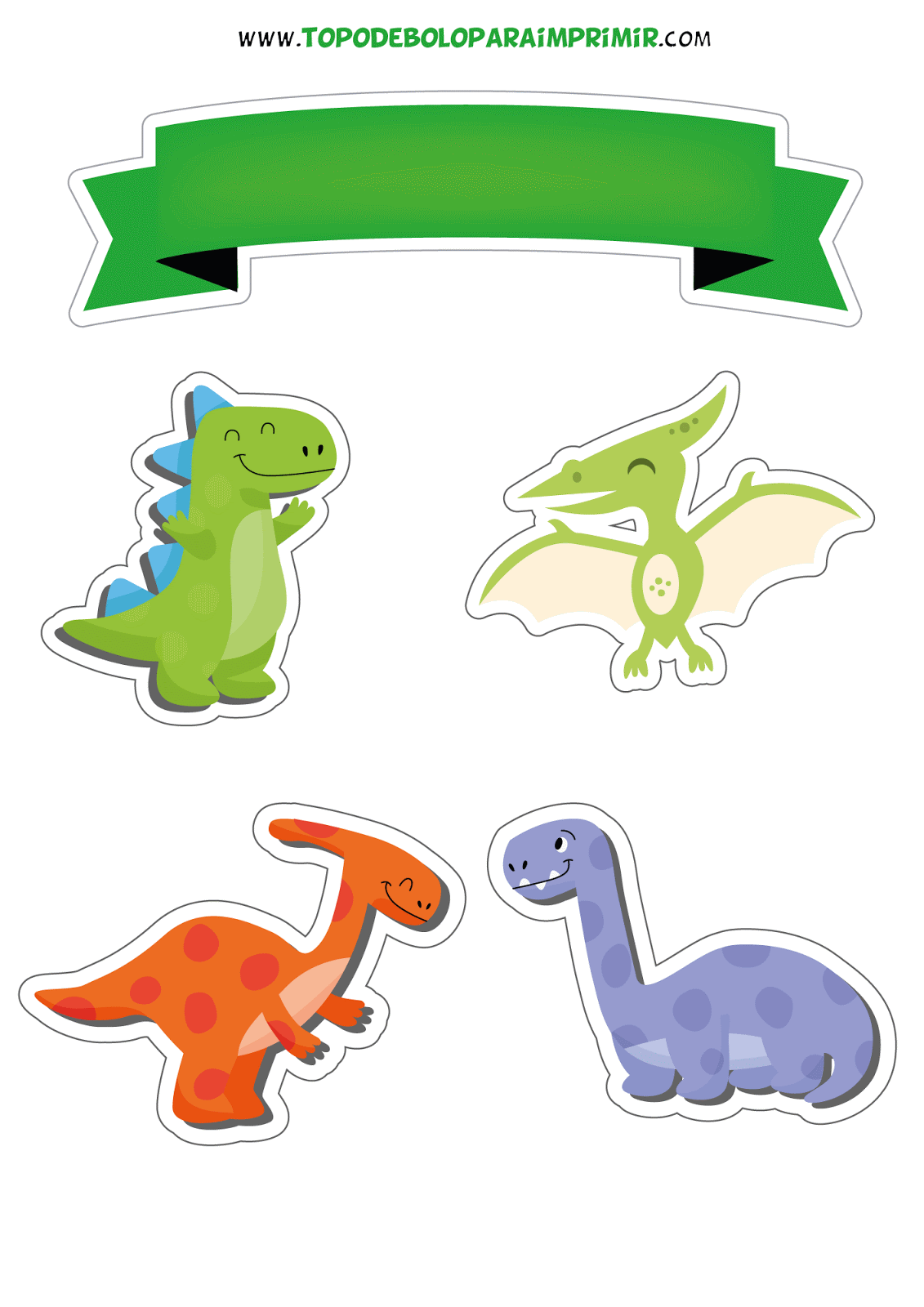 Topo de Bolo Dinossauro para imprimir