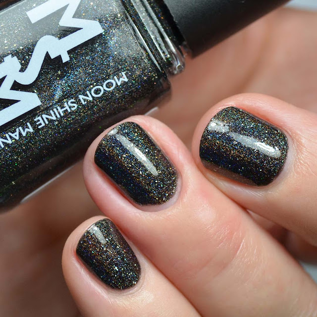 linear black holographic nail polish swatch