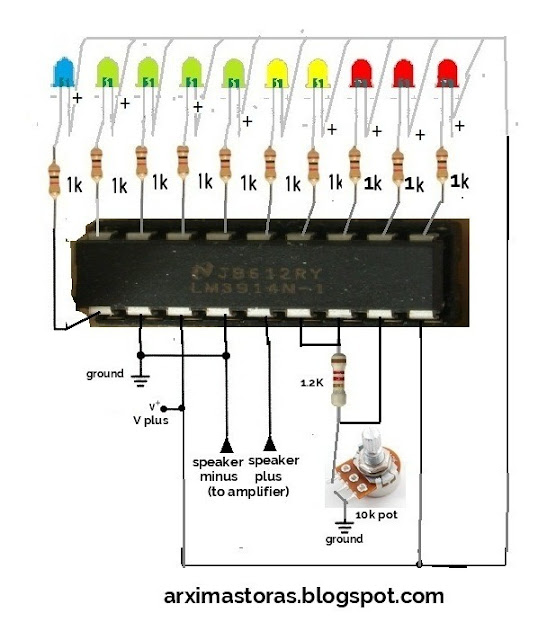 * Eletrônica Campo Elétrico: Circuito esquema VU com CI LM3914.