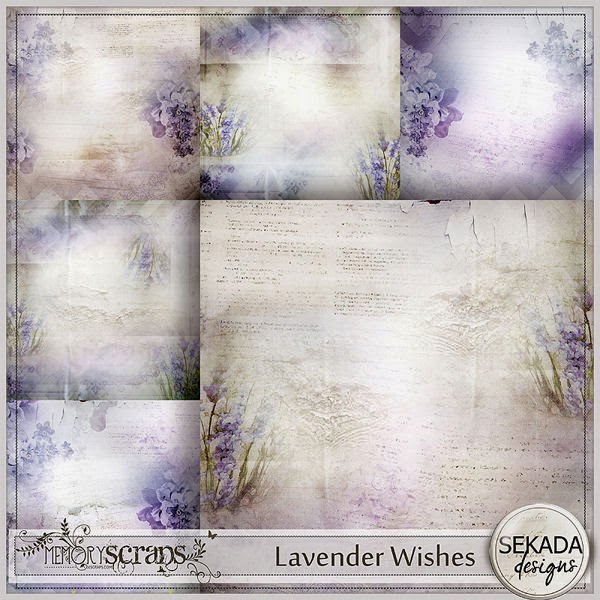 The kit "Lavender Wishes" is about lavender time, sun, love and friendship. The set includes: 41 elements, 12 papers, 4WA, 6 wordtags