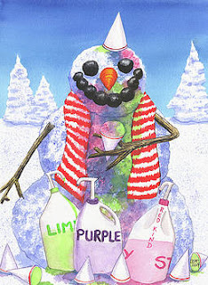 pinturas-con-temas-de-fantástica-navidad obras-con-navidad-muñecos-nieve