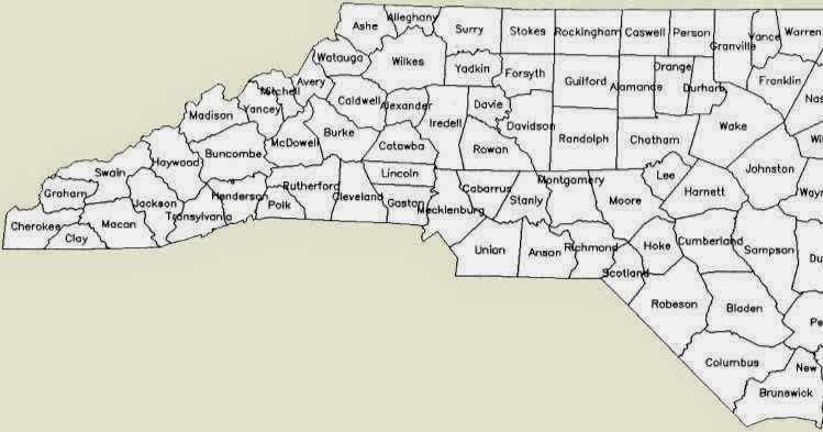 Printable North Carolina County Map