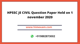 HPSSC JE CIVIL Question Paper Held on 1 november 2020