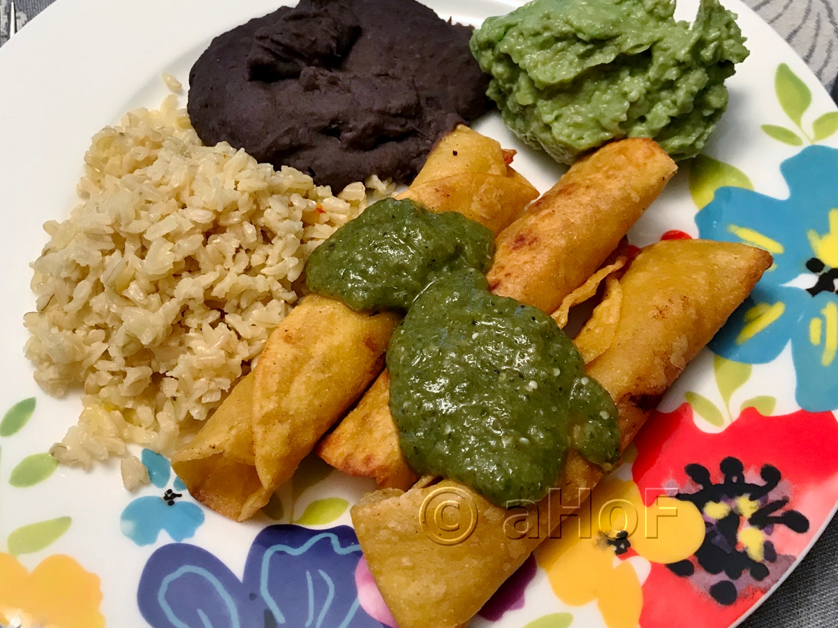 A Harmony of Flavors Flautas with Tomatillo Sauce for Dinner