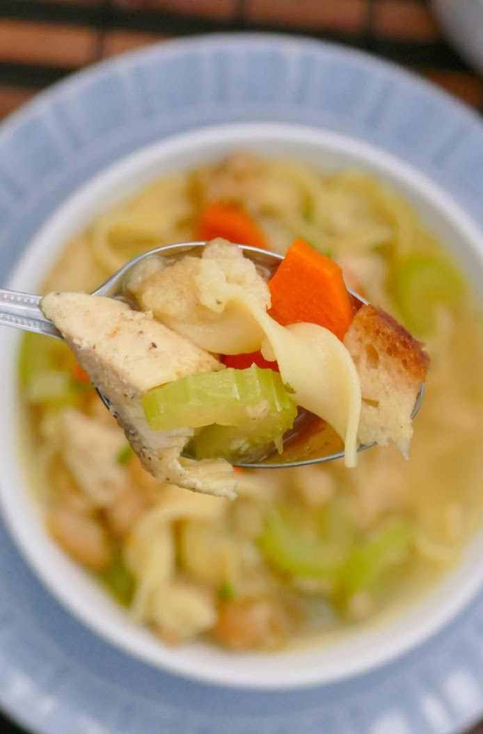 Hot Eats and Cool Reads Roasted Turkey and Stuffing Noodle Soup Recipe