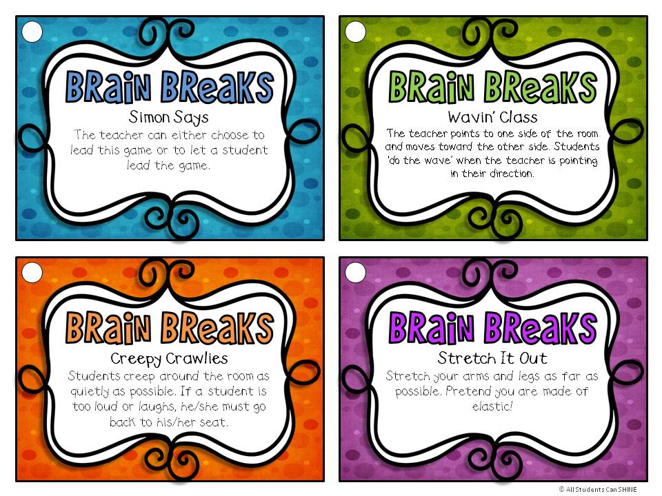 Printable Brain Break Cards Pdf Printable Word Searches