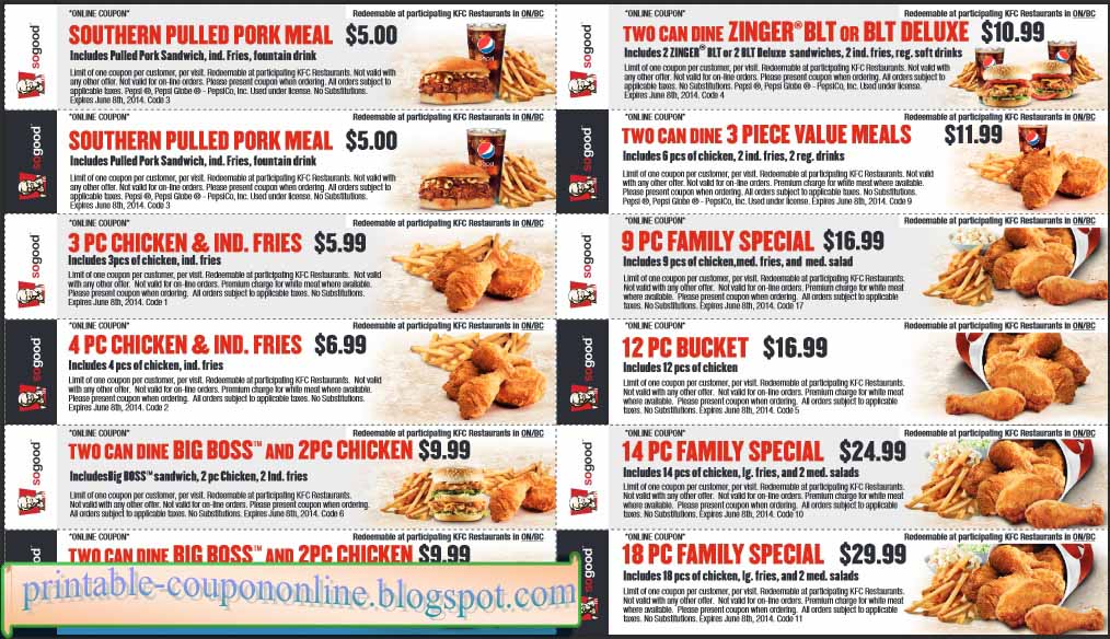 Printable Coupons 2018 Kfc Coupons