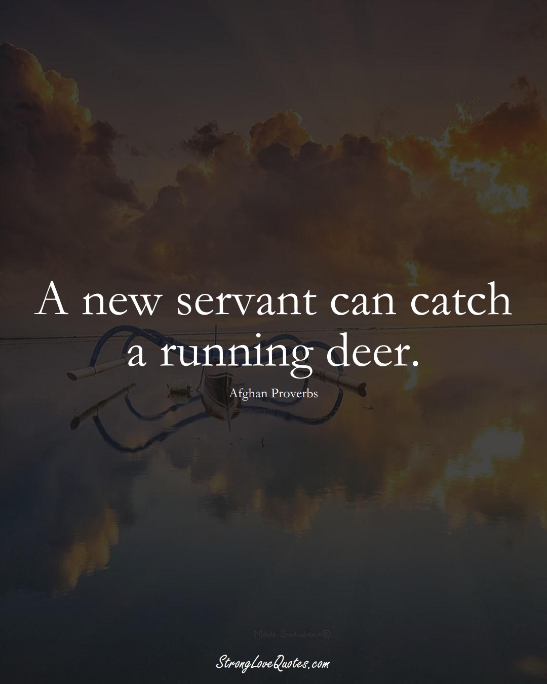 A new servant can catch a running deer. (Afghan Sayings);  #AsianSayings