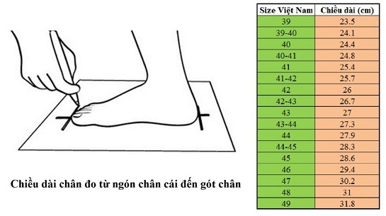 Size 37,38,39,40,41,42 là size bao nhiêu US