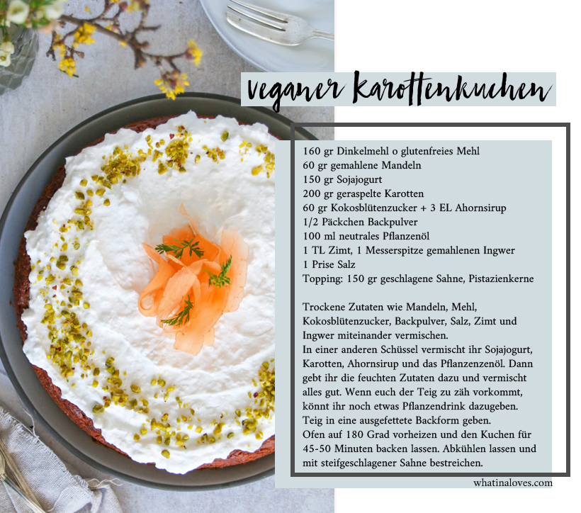 Karottenkuchen / glutenfrei, zuckerfrei und vegan