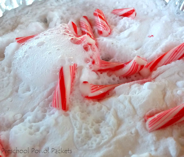 Christmas Science Experiment Fizzing Candy Cane Eruptions! Preschool