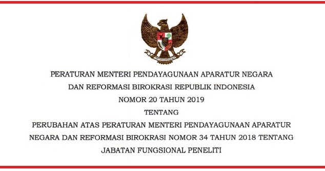 Permenpan Rb Nomor 20 Tahun 2019 Tentang Perubahan Permenpan No 34 2018 Tentang Jabatan Fungsional Peneliti Info Publik 22 Info Publik