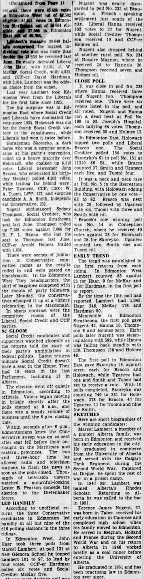 Vintage Edmonton Television CFRNTV Election Results (March 31, 1958)