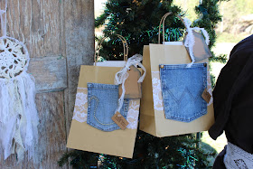 denim and lace gift wrap