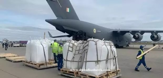 IAF aircraft IL-76 airlifts two cryogenic oxygen containers from Jakarta, Indonesia