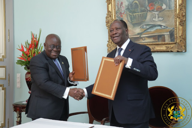 President Akufo-Addo and President Ouattara after the signing of the Declaration