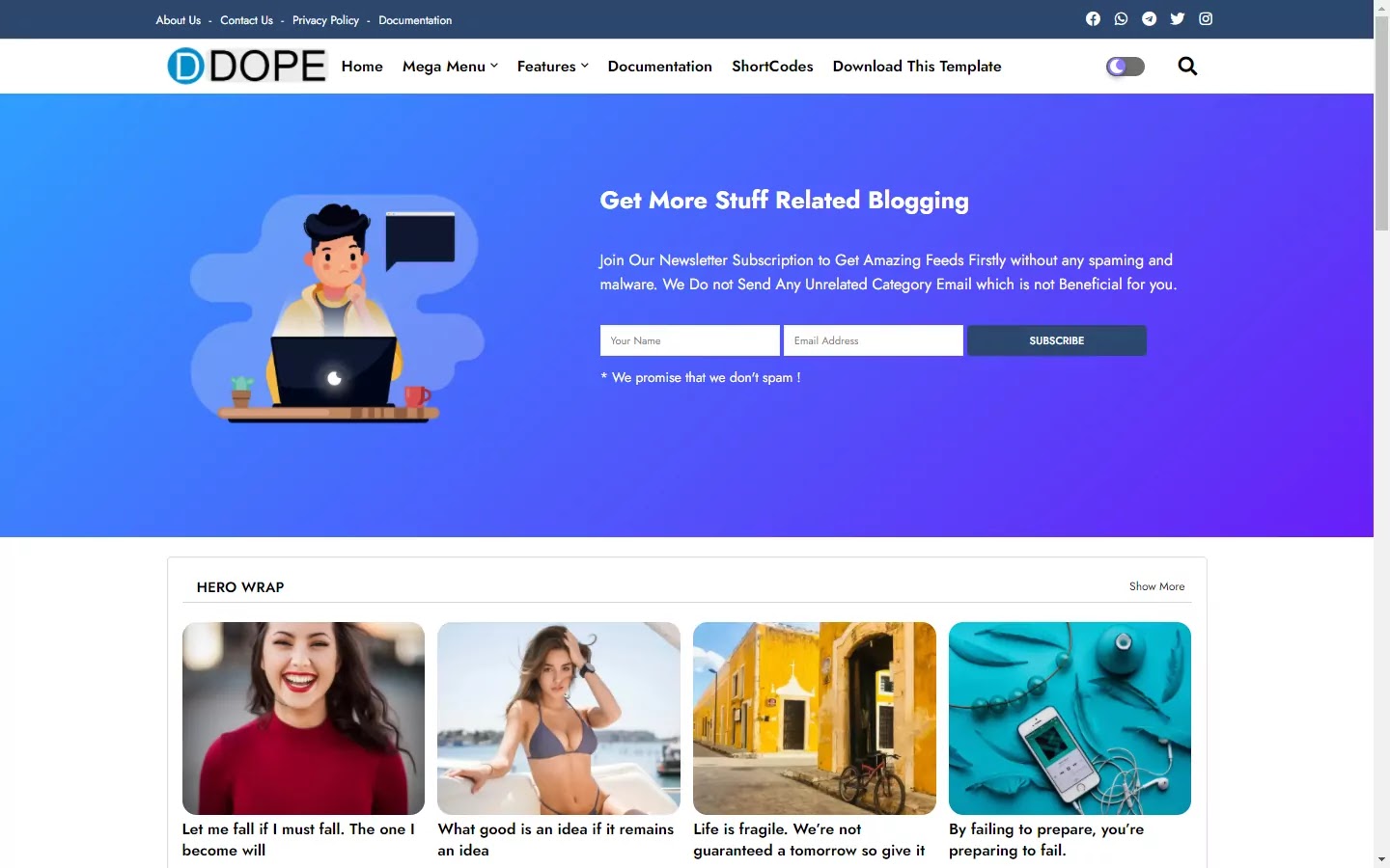 300+ Professional Blogger Templates - Amp, SEO Friendly, Responsive, and Fast Loading Template Dope - Creative & Responsive