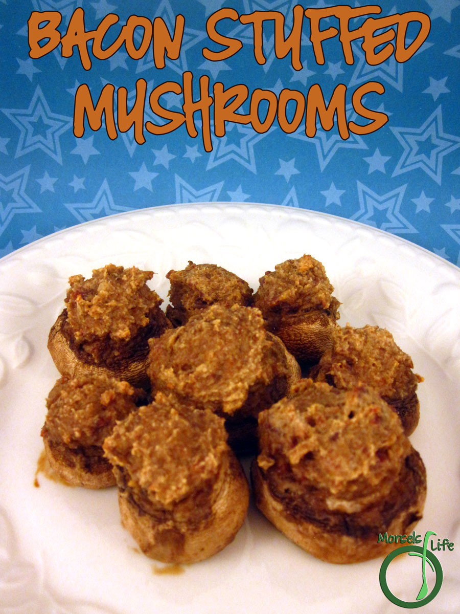 Morsels of Life - Bacon Stuffed Mushrooms - Fill some button mushrooms with a bacon and onion cream cheese mixture to make Bacon Stuffed Mushrooms.