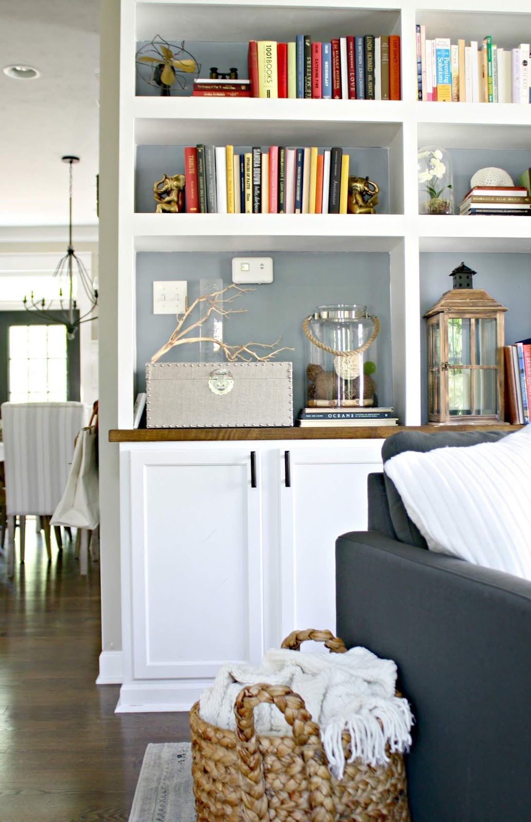 DIY built ins using cabinets 