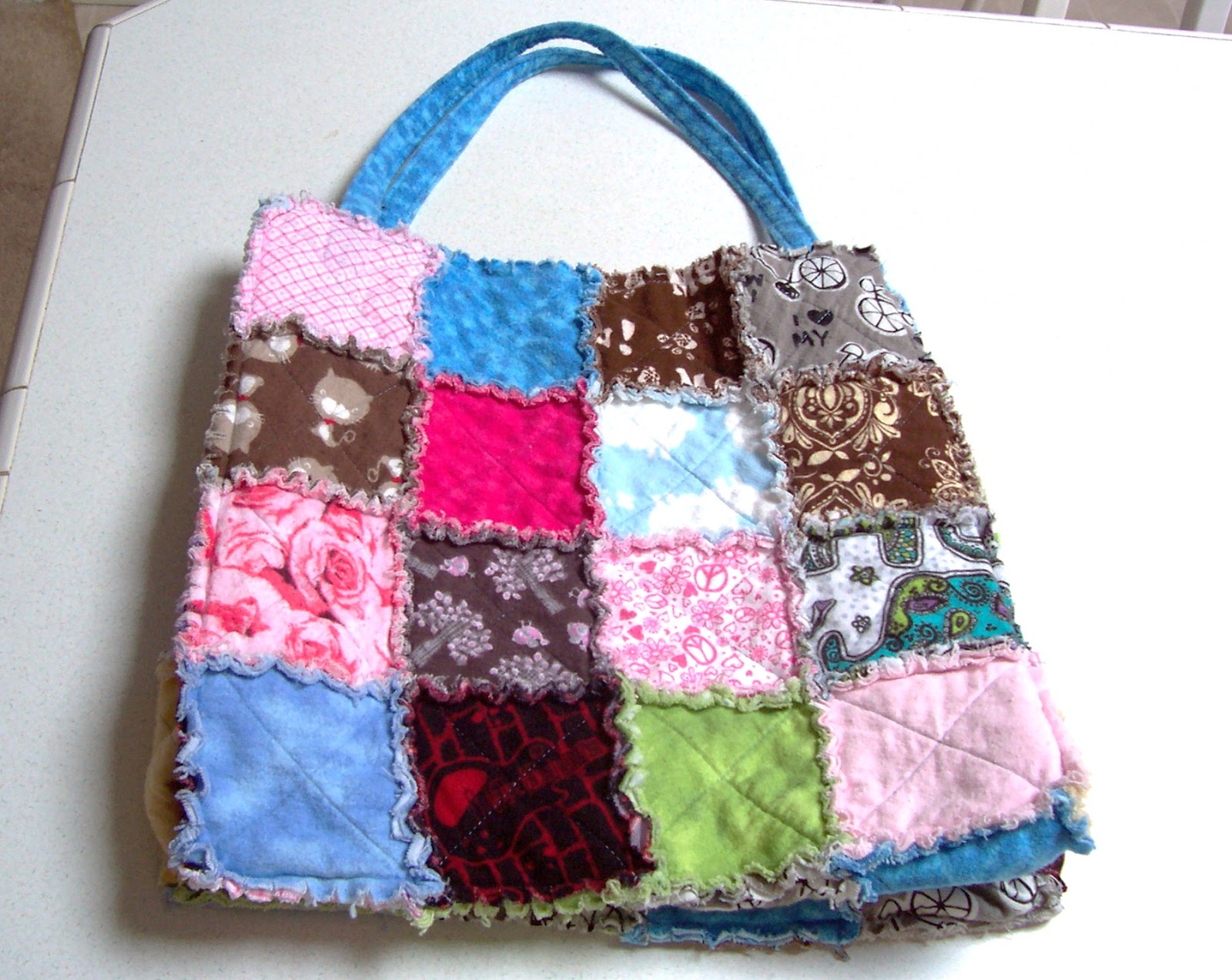 Sweet Creations By Rita My first Rag Quilt Tote