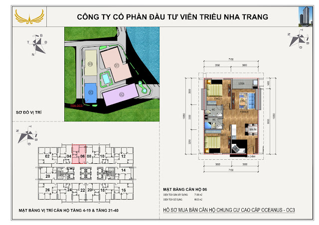 Mặt bằng căn 06 Chung Cư OC3 Viễn Triều Nha Trang