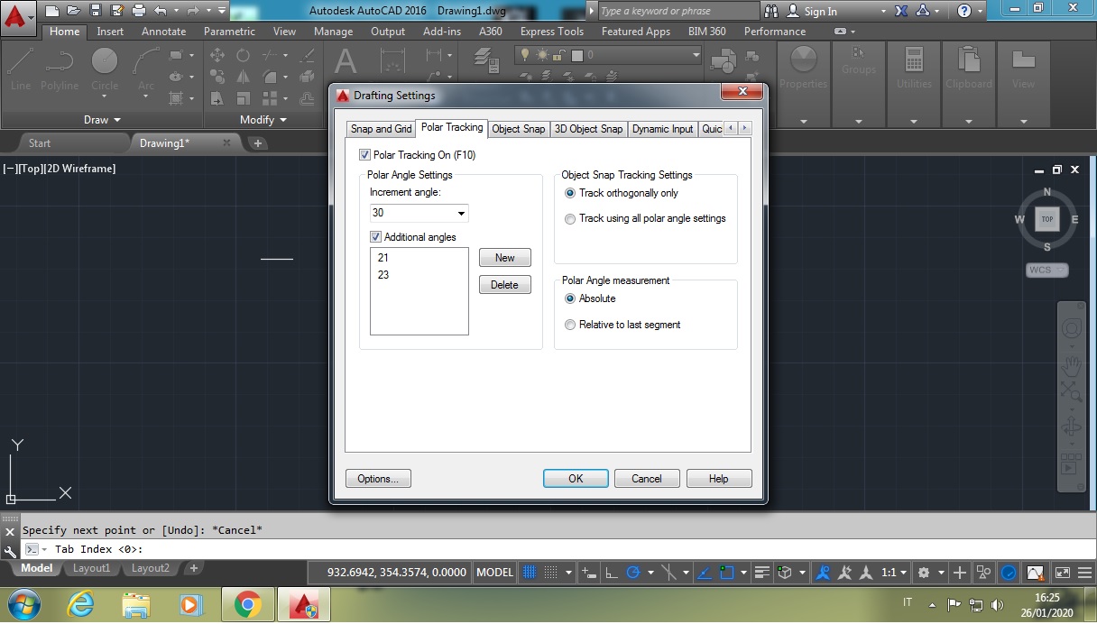 Direct Distance Entry e Object Tracking nel CAD