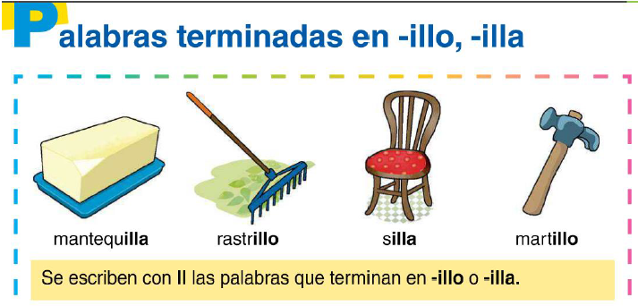 JUEGO PALABRAS TERMINADAS EN ILLO ILLA