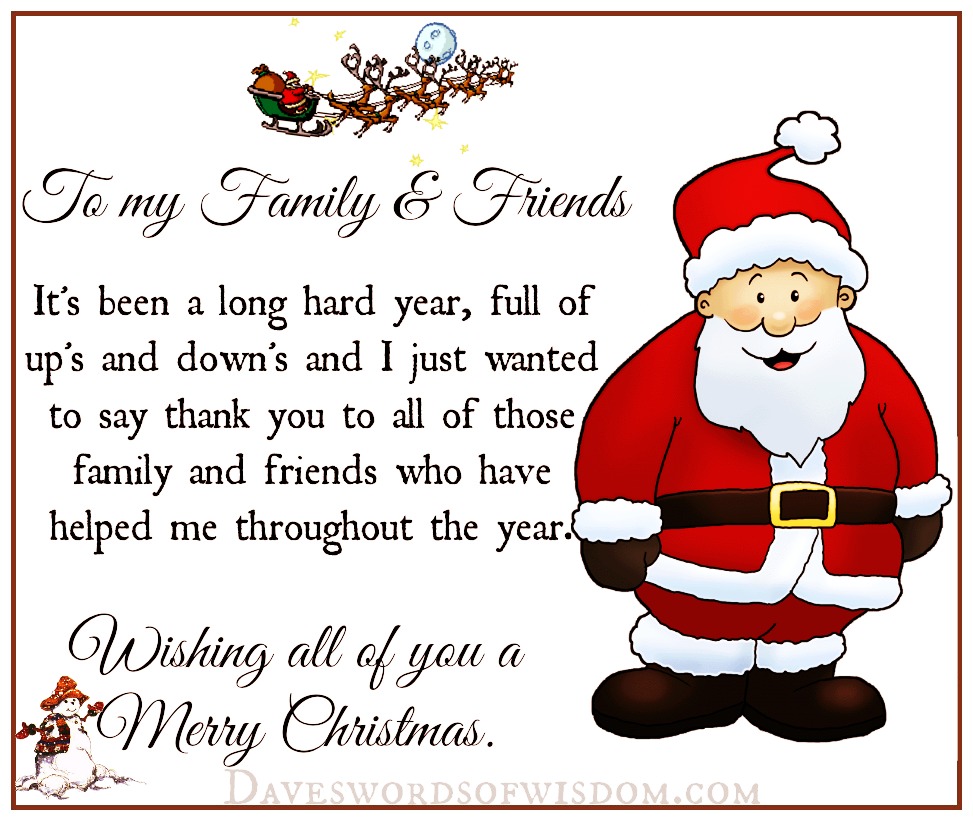 Wishing Merry Christmas To Family & Friends.