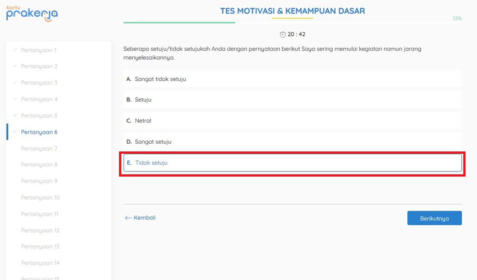 Kunci Jawaban Tes Motivasi Kemampuan Dasar Kartu Prakerja Mudah Dijamin Lulus Sederhanakan