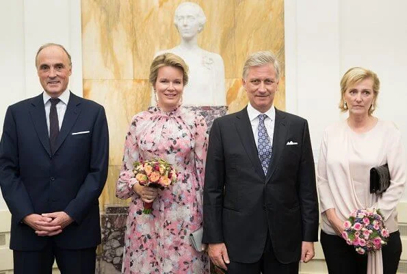 Erdem Clementine Gown Apsley Pink. Queen Mathilde wore a new floral print silk gown by Erdem. Princess Astrid