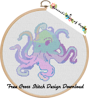 Tentacular Spectacular Week! Groovy Psychedelic Octopus Cross Stitch Design to Download for Free