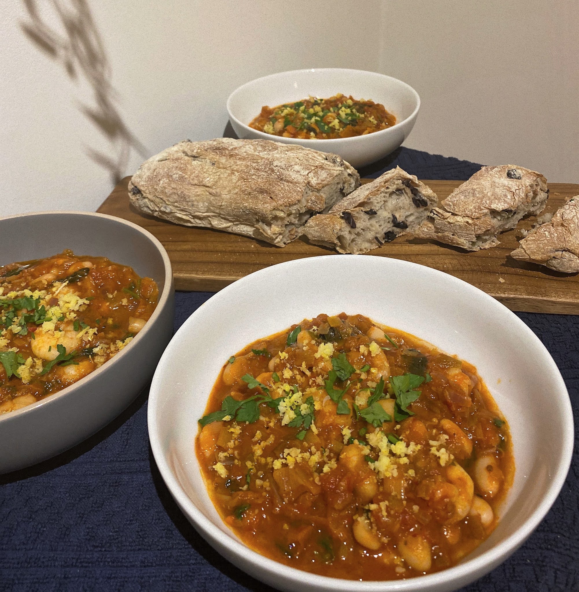 One Pan King Prawn, White Bean + Harissa Stew LibertyEve