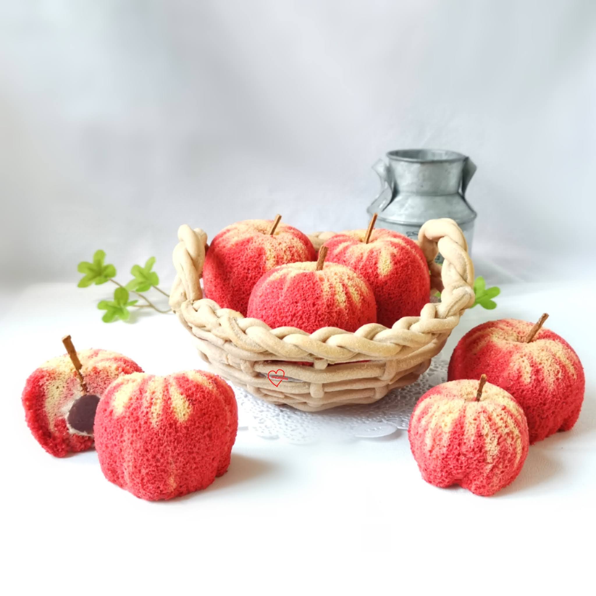 Loving Creations for You: Apple Black Tea Chiffon Cake 'Apples' in Biscuit  Basket