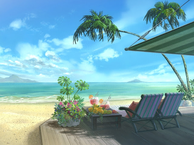 Anime Landscape: Anime Paradise Beach Background