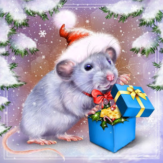 マウスとラットの年のための豪華なクリスマスカード 2023. マウスの年に無料、美しいライブクリスマスカード
