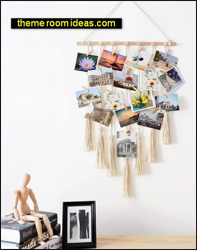 Hanging Photo Display Macrame Wall Hanging Pictures Organizer Boho Home Decor Hanging Photo Display Macrame Wall Hanging Pictures Organizer Boho Home Decor